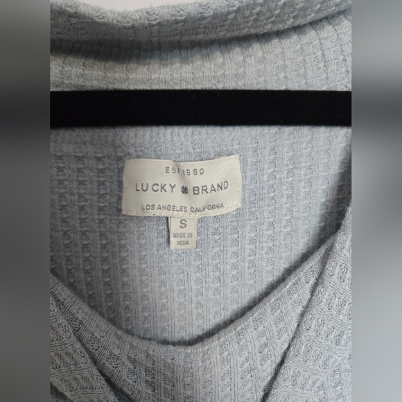 Lucky Brand Light Gray Waffle Knit Off the Shoulder Sweater - Picture 4 of 6